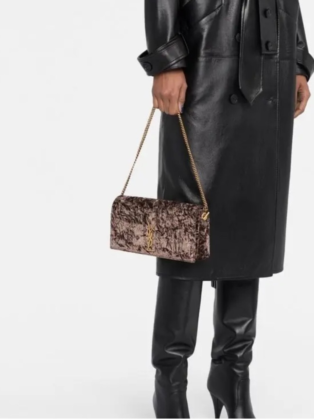 Saint Laurent Kate 99 Velvet YSL Monogram Clutch - Picture 11 of 12